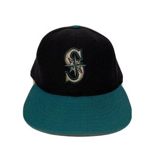 Vintage Seattle Mariners Fitted Hat Cap New Era Pro Model 100% Wool Size 7 1/8